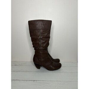 Bare Traps Trudy Brown Faux Leather Zipper Riding Boots Size 7M